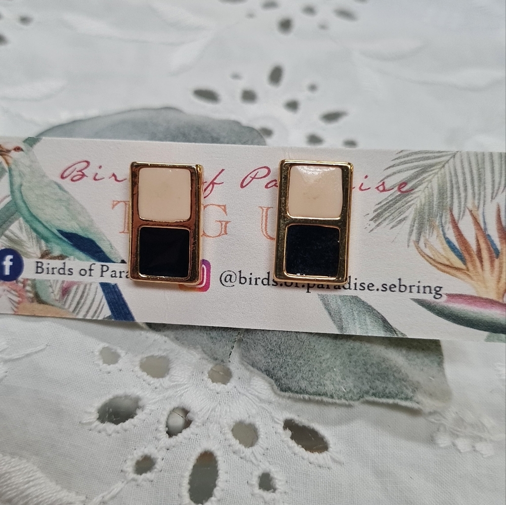 Vintage Square Enamel Monet Earrings